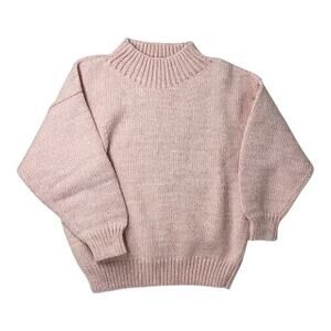 Misha & Puff Blush Pink Hand-Knit Mockneck Pima Cotton Sweater 7–8Y Sample Sale